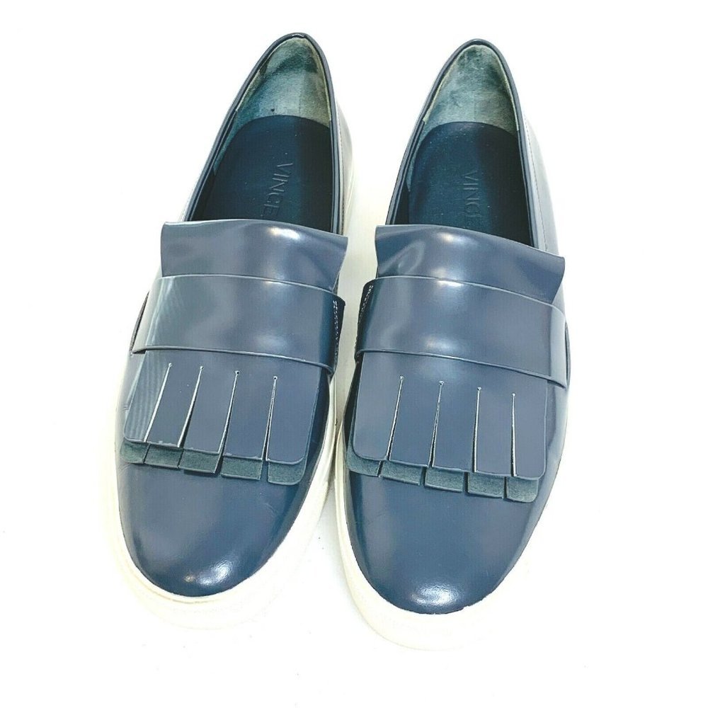 Vince Navy Blue Kiltie Slip-On Sneakers